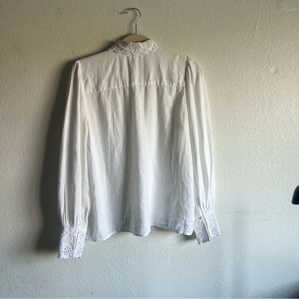 Ann Taylor Elegant White Eyelet Blouse Classic Size M NWT - Picture 11 of 15